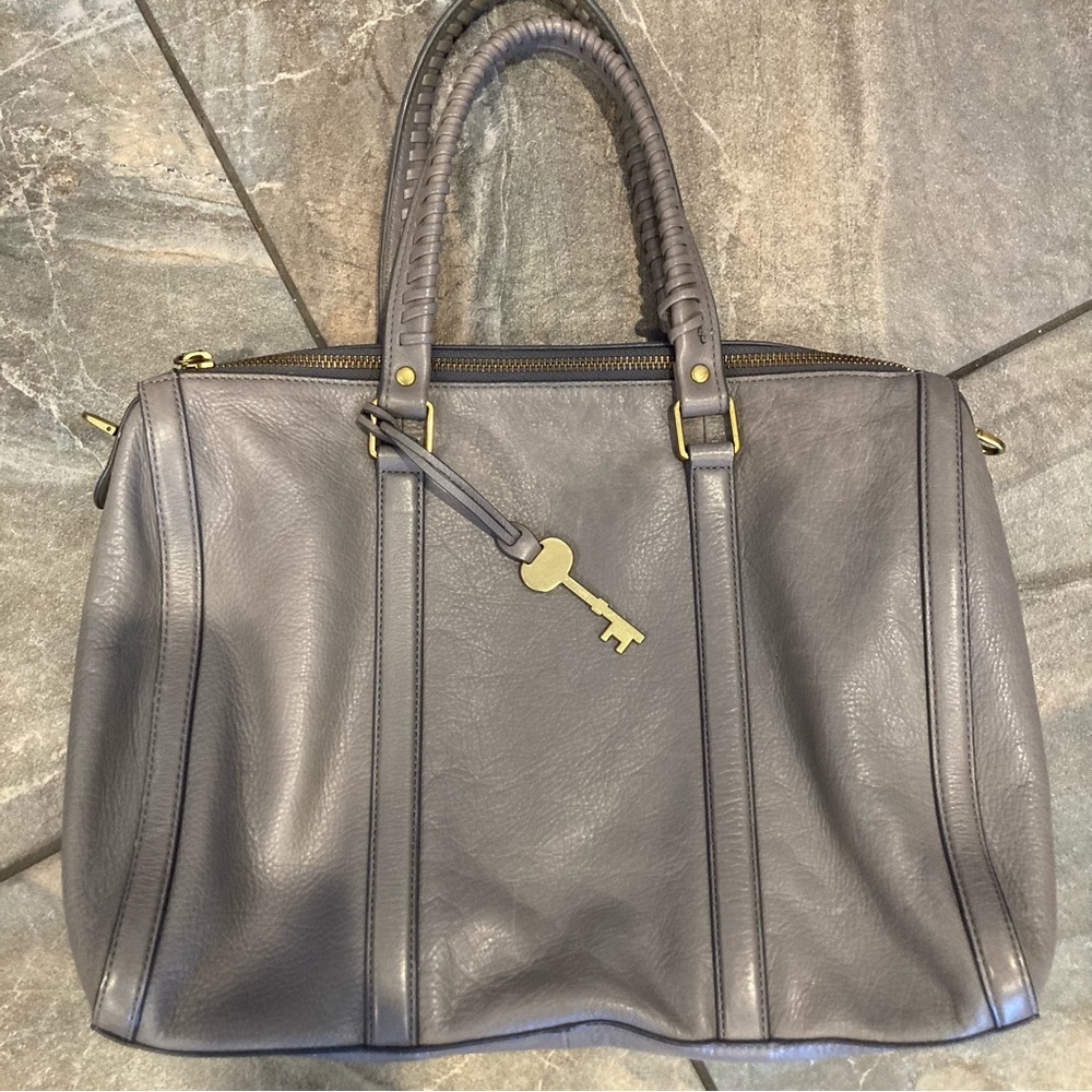 Fossil Gray Leather Satchel